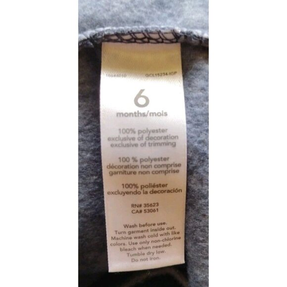 Carters One Piece Baby 6 Months Hooded Snap Bottom Kangaroo Long Sleeve Fella - Picture 8 of 10